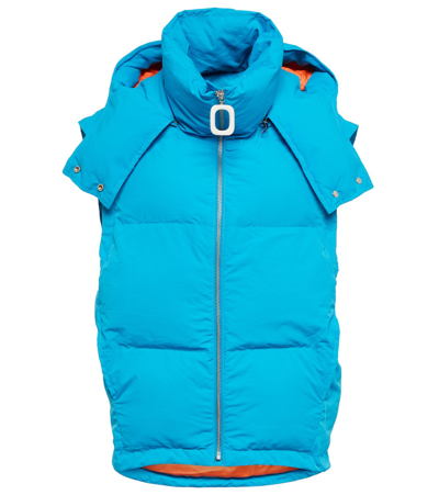 Jw Anderson Contrast Hood Puffer Gilet In Blue