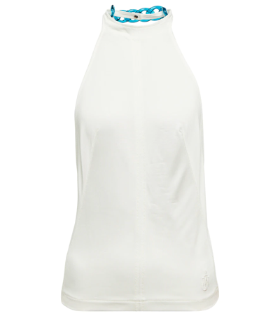 Jw Anderson Chain-embellished Gabardine Halterneck Top In Off White