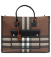 Burberry Freya Check Canvas Mini Tote Bag In Dark Birch Brown Chk