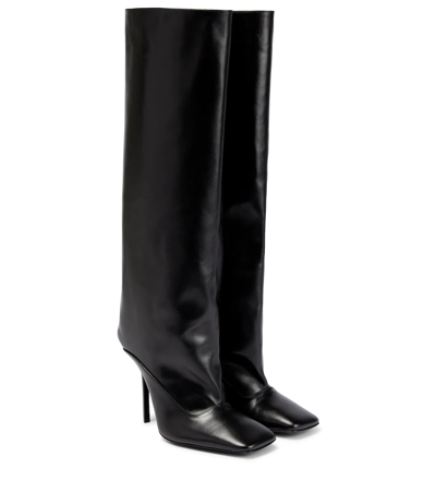 Attico Sienna Calfskin Stiletto Knee Boots In Black