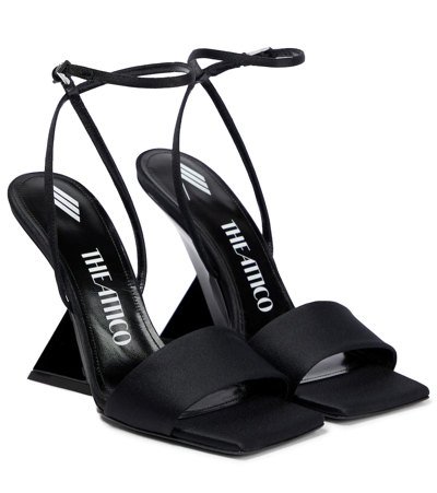 Attico Open-toe Calf Leather Heels In Black