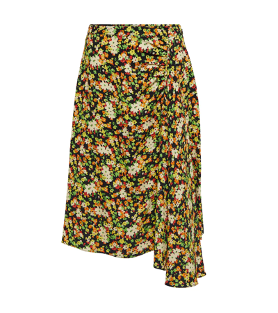 Marni Floral-print Crepe Midi Skirt In Black