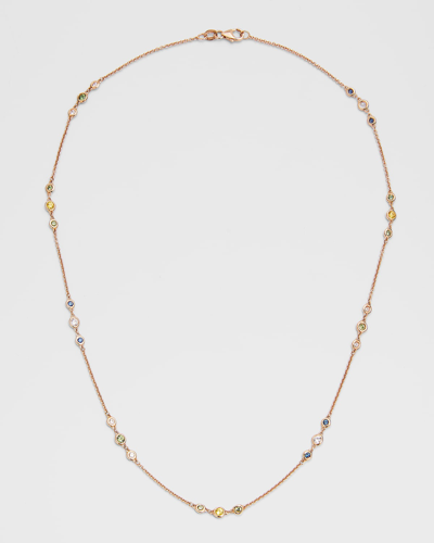 Krisonia Rose Gold Multicolor Sapphire Chain, 45cm