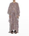 La Doublej Cascata Metallic Floral Silk Maxi Kaftan In Ortica