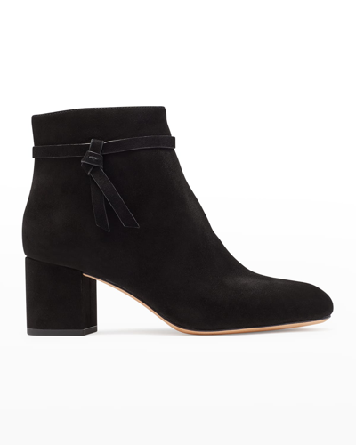 Kate Spade Knott Womens Suede Side Bow Booties In Black