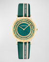 Versace New Generation Watch With Leather Strap, Gold/green