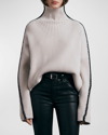 Rag & Bone Ingrid Whipstitched Ribbed Wool Turtleneck Sweater In Ivory