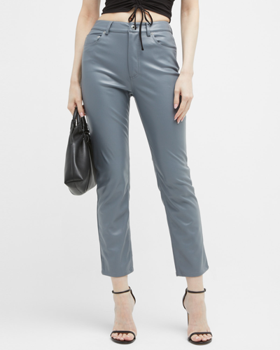 Jonathan Simkhai Standard River Vegan Leather Straight-leg Crop Pants In Bluebird