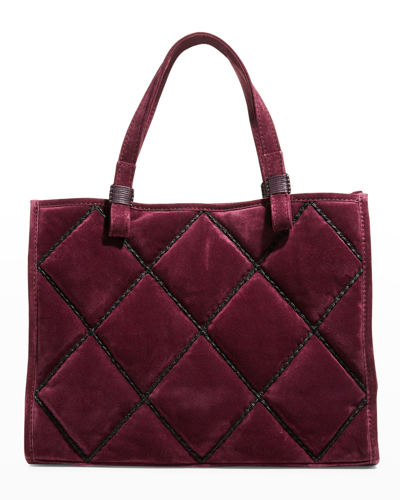 Callista Medium Crisscross Suede Box Tote Bag In Berry