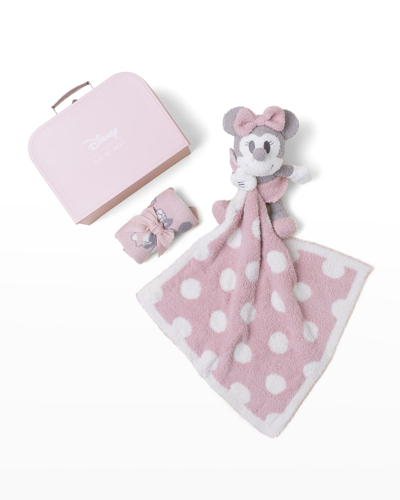 Barefoot Dreams Kid's Cozychic Ultra Lite Minnie Mouse 3-piece Infant Gift Set In Dusty Rose Multi