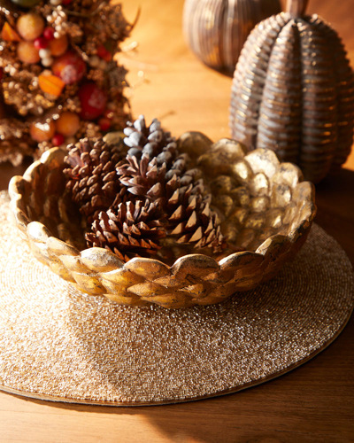 Neiman Marcus Pinecone Bowl With Gold Leaf Finish