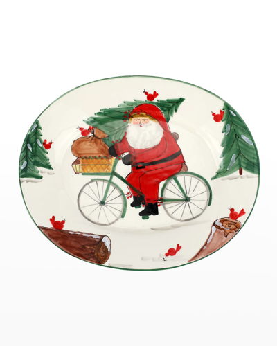 Vietri Old St. Nick Bicycle Oval Platter In Multi
