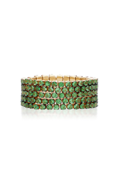 Shay Women's 5-thread 18k Yellow Gold Garnet Stacks Ring In Green