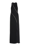 Galvan Black Embellished Stretch-knit Gown In Black