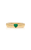 Anita Ko 18kt Yellow Gold Thin Zoe Emerald Heart Ring In Gold