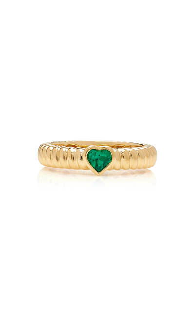Anita Ko 18kt Yellow Gold Thin Zoe Emerald Heart Ring