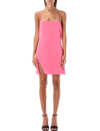 Attico Fujiko Crystal-embellished Satin Mini Dress In Neon Pink