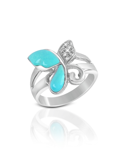 Del Gatto Rings Diamond And Turquoise Butterfly 18k Gold Ring