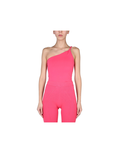 Helmut Lang Twisted One-shoulder Tank Top In Fuchsia