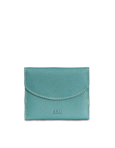 Buti Designer Wallets Squared Leather Women's Flap Wallet In Bleu Clair