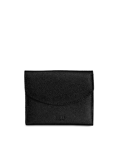 Buti Designer Wallets Squared Leather Women's Flap Wallet In Noir