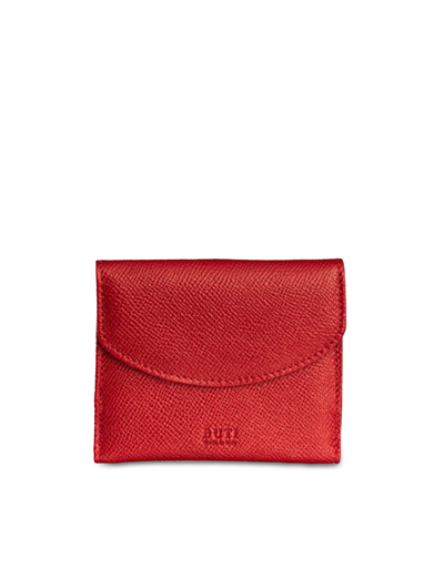 Buti Designer Wallets Squared Leather Women's Flap Wallet In Rouge