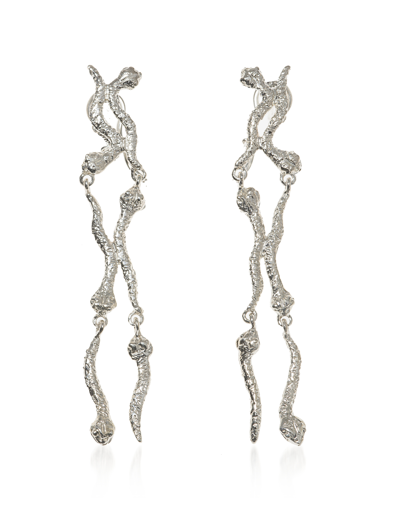 Bernard Delettrez Earrings Silver Earrings With Snakes In Argenté