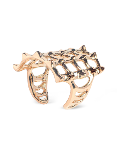 Bernard Delettrez Rings Cage And Studs Gold Plated Band Ring In Doré