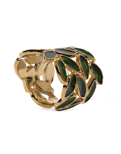 Bernard Delettrez Rings Rhombs Band Ring With Enamel In Doré