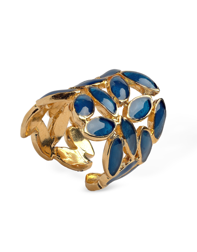 Bernard Delettrez Rings Rhombs Band Ring With Enamel In Doré