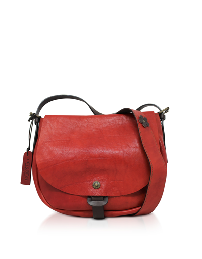 Chiarugi Designer Handbags Genuine Leather Large Crossbody Bag W/top Handle In Rouge
