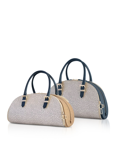 Elba Concept Handbags Skin Blue Modular Leather Handbag In Gris