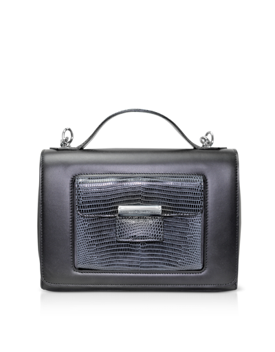 Balenciaga Handbags Black Lizard And Leather Top-handle Shoulder Bag In Noir