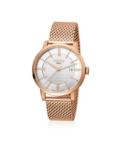 Ferre Milano Designer Men's Watches Rose Gold Tone Stainless Steel Men's Watch In Doré