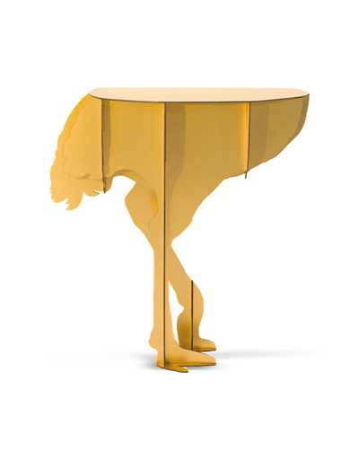Ibride Designer Decor & Lighting Diva - Gold Metal Ostrich Wall Table