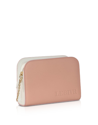 Lebiar Handbags Aurora Two-tone Genuine Leather Crossbody Bag In Rose-blanc