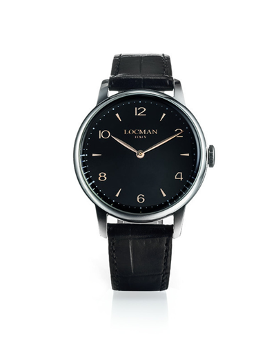 Locman Designer Men's Watches 1960 Three Hands Quartz Stainless Steel Black Dial Men's Watch W/leather Stra In Noir