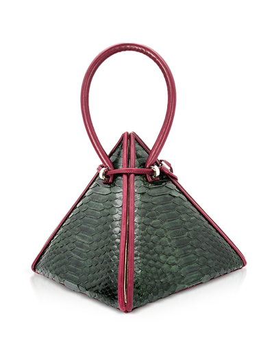 Nita Suri Handbags Lia Exotic Handbag In Bourgogne/ Vert