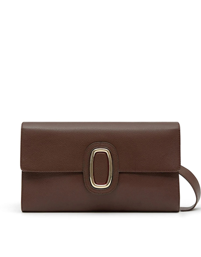 Octogony Handbags Iconic Xl Grained Leather Pochette In Chocolat/ Marron