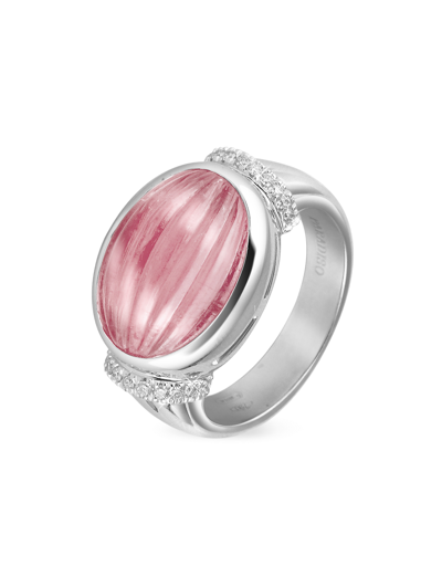 Roma Imperiale Rings Carved Pink Rubellith And Diamond 18k Gold Ring