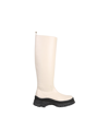 Staud Side Zip Leather Boots In Neutral