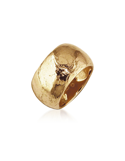 Torrini Rings Flamed Yellow Gold Maxi Ring In Doré