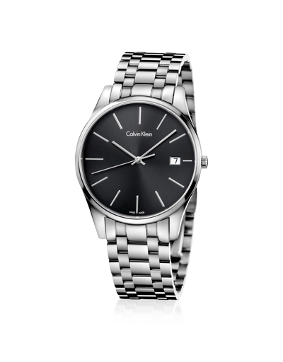 Calvin Klein Collection Designer Men's Watches Time Men's Stainless Steel Quartz Watch W/black Dial In Noir