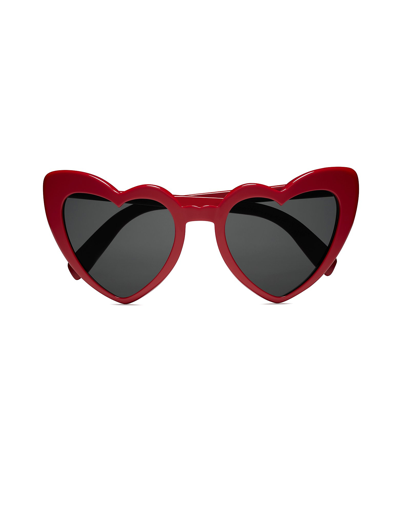Saint Laurent Lunettes De Soleil New Wave Sl 181 Loulou Heart Sunglasses In Rouge/gris