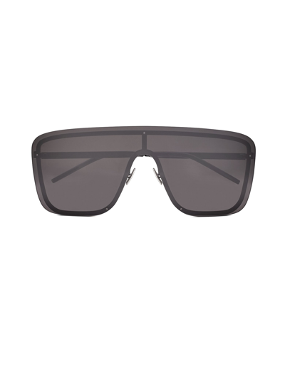 Saint Laurent Sunglasses Metal Shield Unisex Sunglasses In Noir / Noir 