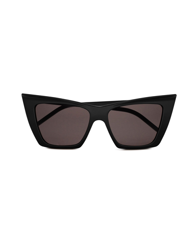 Saint Laurent Sunglasses Black Acetate Cat-eye Kate Sunglasses In Noir / Noir 