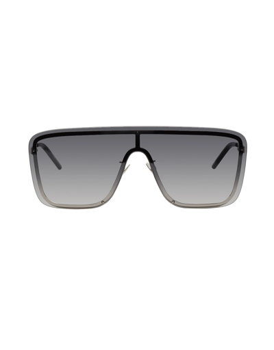 Saint Laurent Sunglasses Metal Shield Unisex Sunglasses In Argenté/ Gris