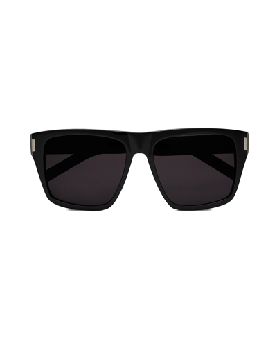 Saint Laurent Sunglasses Black Acetate Unisex Sunglasses In Noir / Noir 