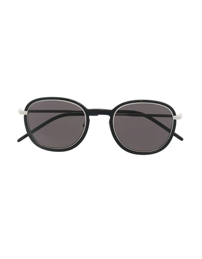 Saint Laurent Sunglasses Black Acetate And Metal Unisex Sunglasses In Noir / Noir 