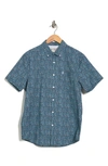 Original Penguin Short Sleeve Ditsy Floral Button-up Shirt In Dark Sapphire